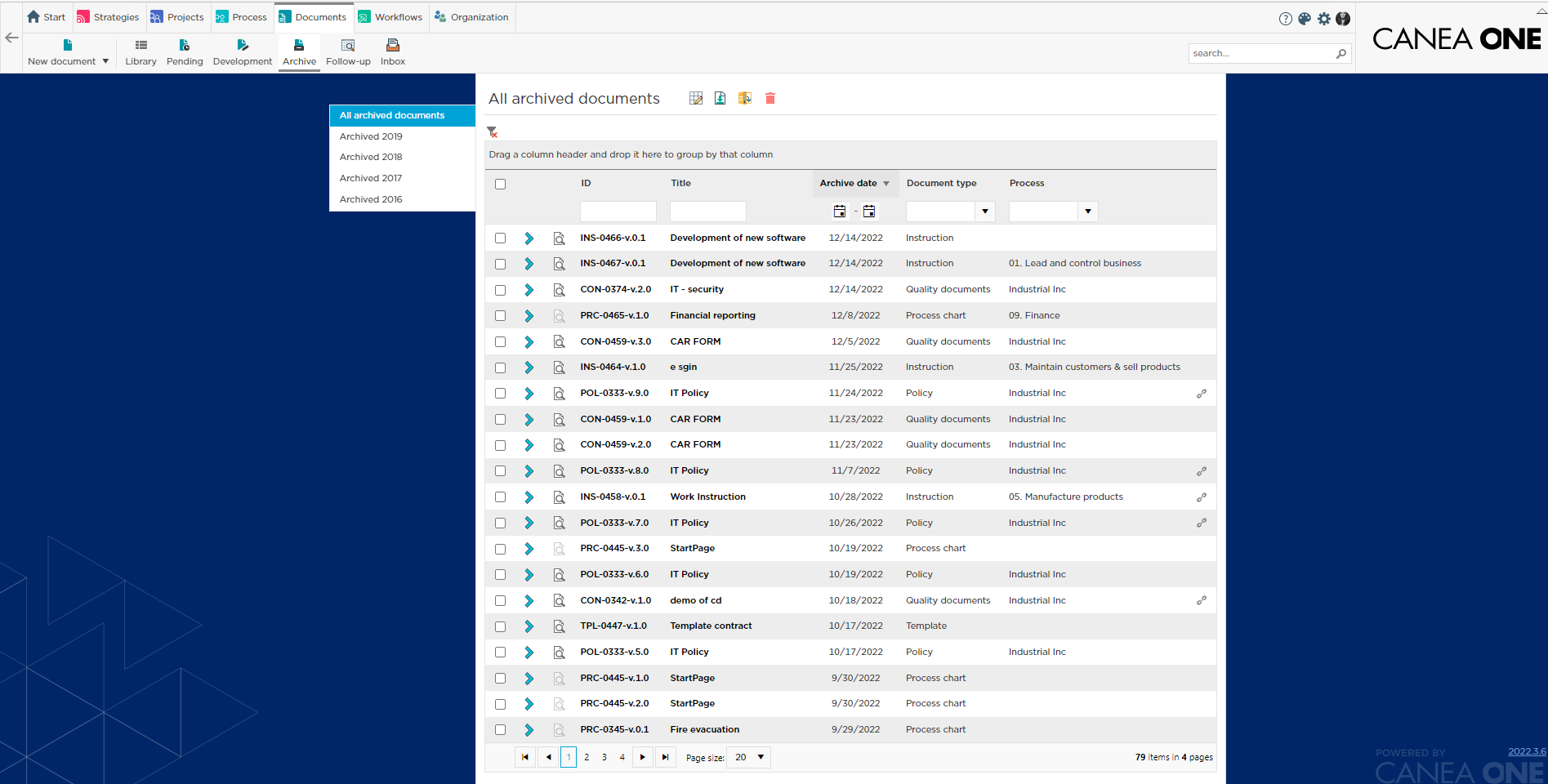 Automatic archiving
