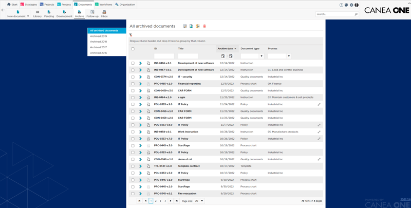 Automatic archiving