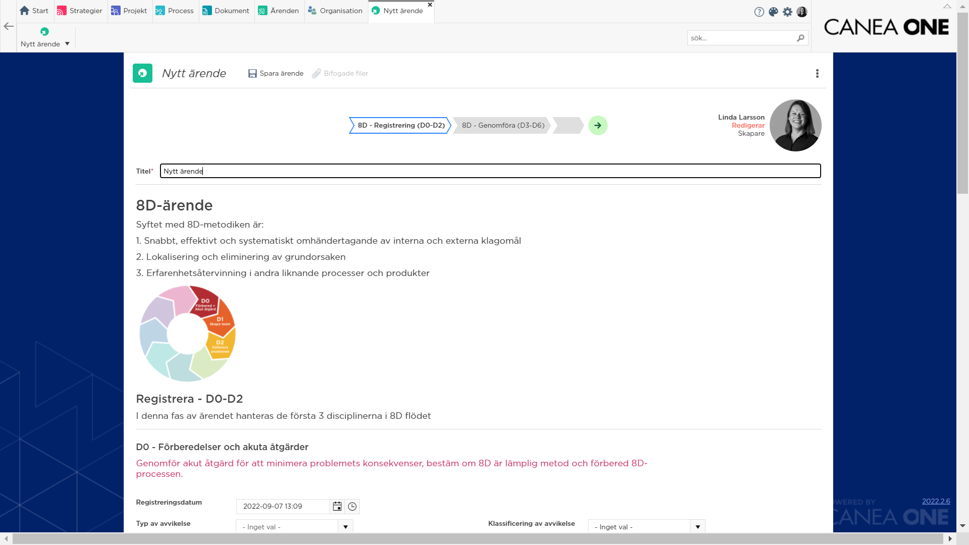 Avvikelse rapportera i ett avvikelsehanteringssystem