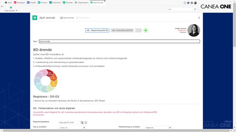 Avvikelse rapportera i ett avvikelsehanteringssystem