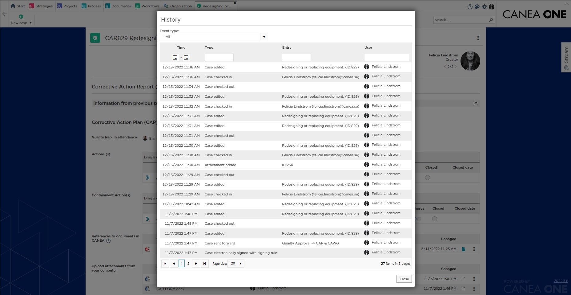 website - workflow - traceability and history